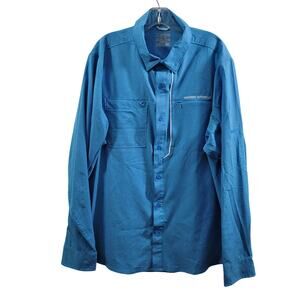 Under Armour Armourvent Fishing Woven Blue Button Front Shirt Size 2XL 42524-772